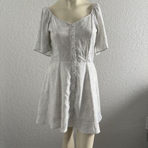 Sienna Sky Dress Polka Dots Smocked Cottagecore Milkmaid Sz Medium Peasant Boho